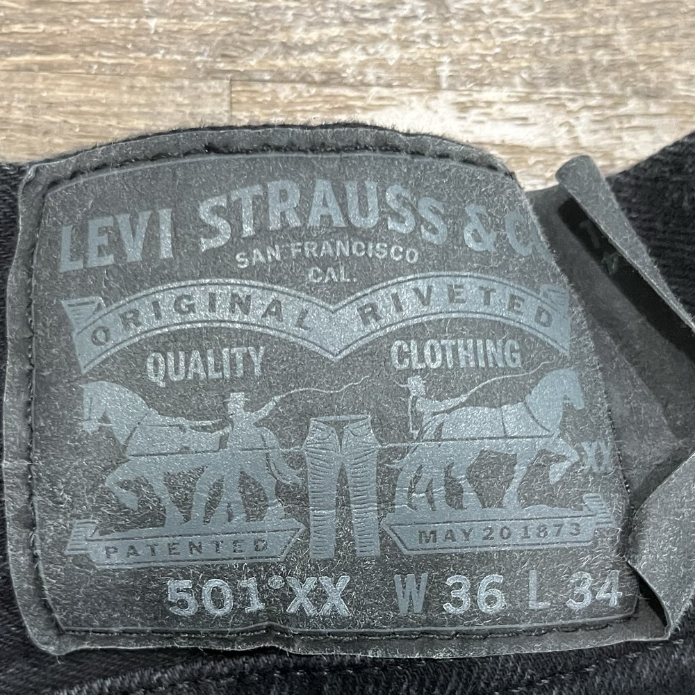 Levis 501XX Straight Jeans 36/34 (fits 34/34) Black Denim Button Fly Classic